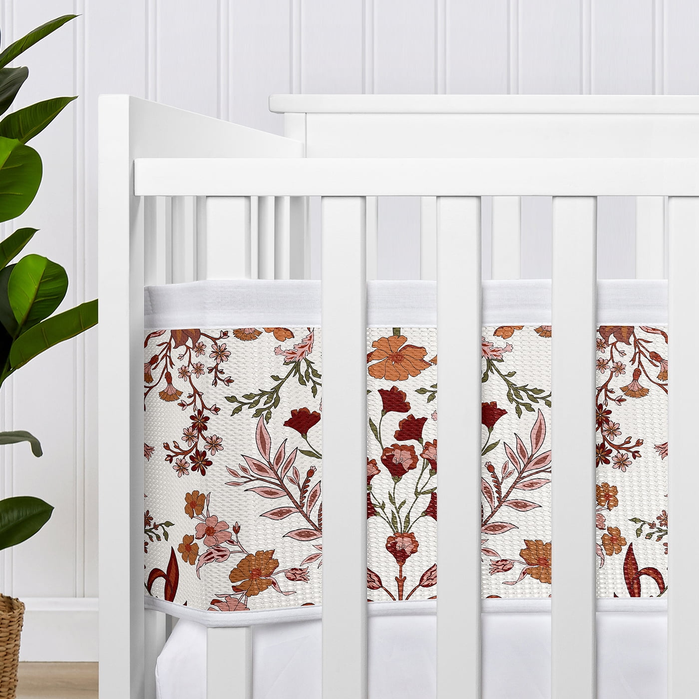 Sweet Jojo Designs + BreathableBaby Boho Floral Wildflower Orange and Ivory Breathable Mesh Crib Liner Pad