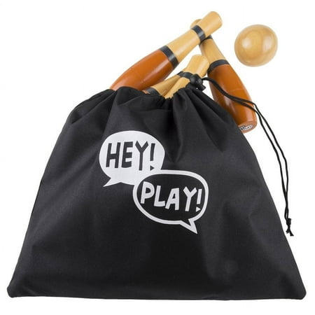 Hey! Play! - Wooden Lawn Bowling Game - Red/Gray