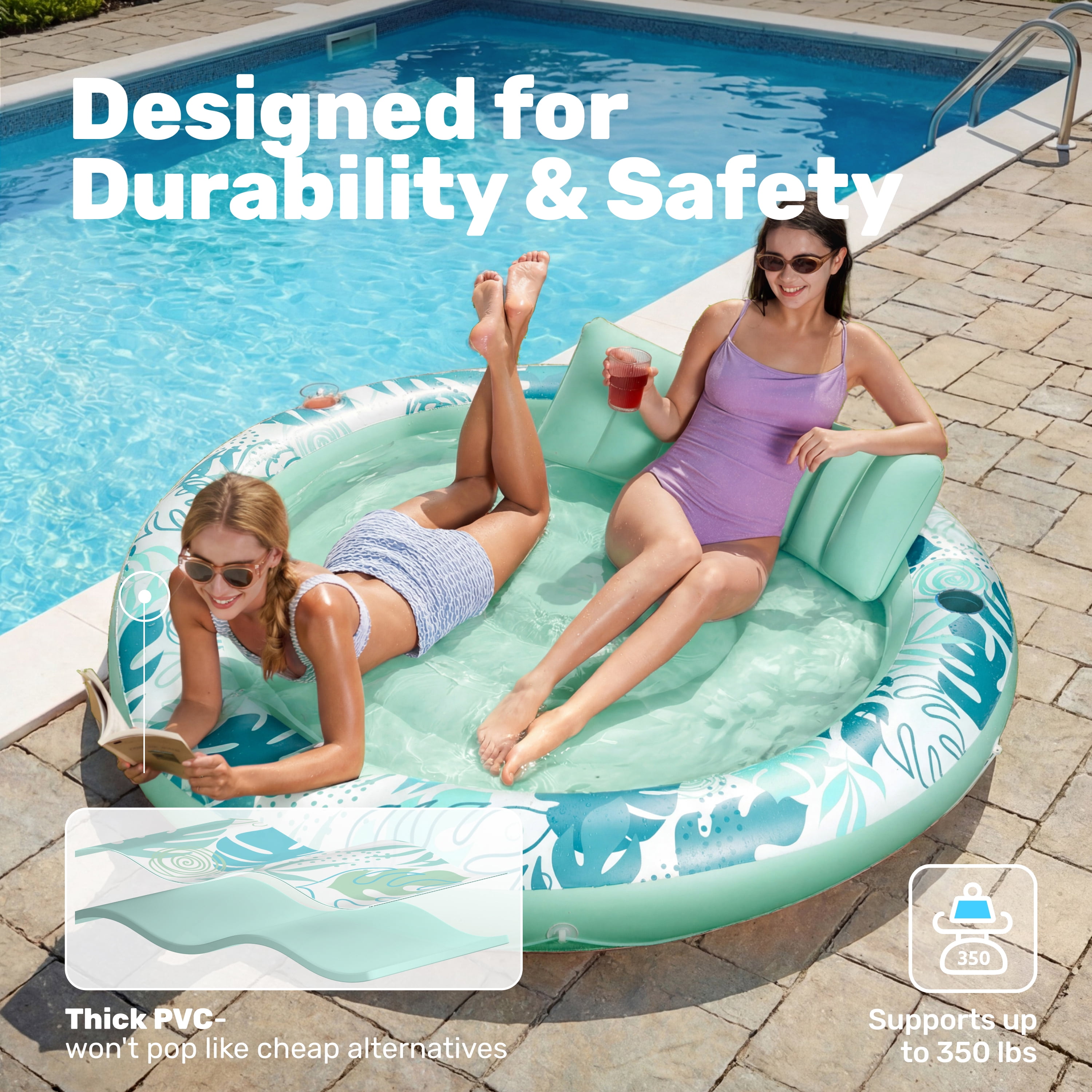 SLOOSH Round Fabric Tanning Pool (Cyan)
