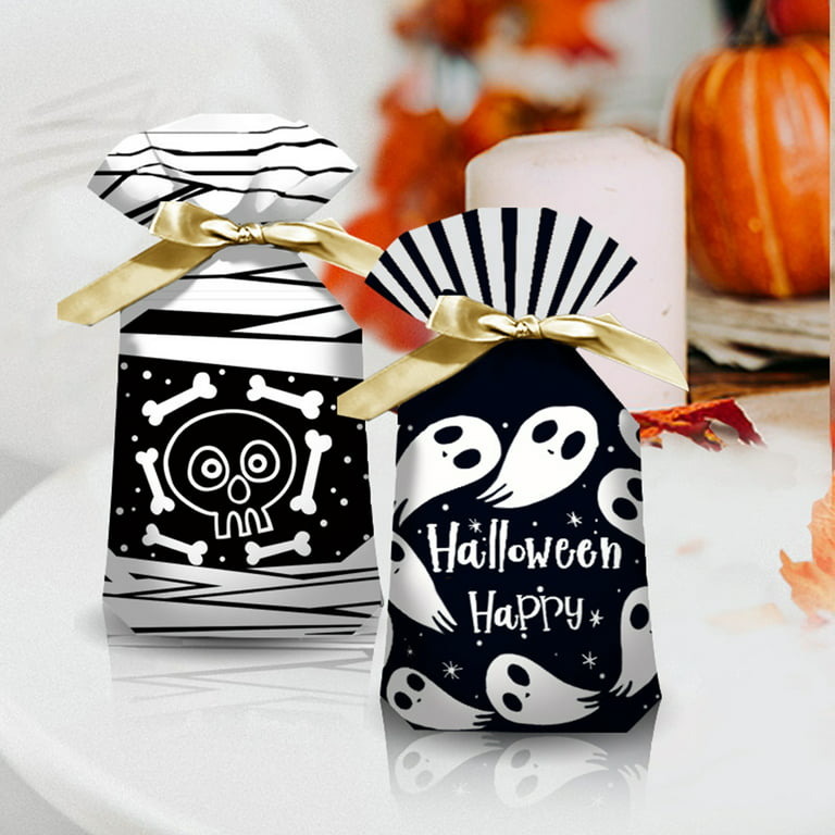 Happy date 50Pcs Halloween Treat Bags Candy Bags for Halloween Party,  Halloween Candy Bags for Kids Trick or Treat, Plastic Small Halloween Goodie  Bags Halloween Party Favor Bags Party Supplies 