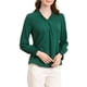 thumbnail image 4 of Blusa de manga larga con cuello en V y dobladillo redondeado INSPIRE CHIC para mujer, tamaño XS, color verde, 4 of 6