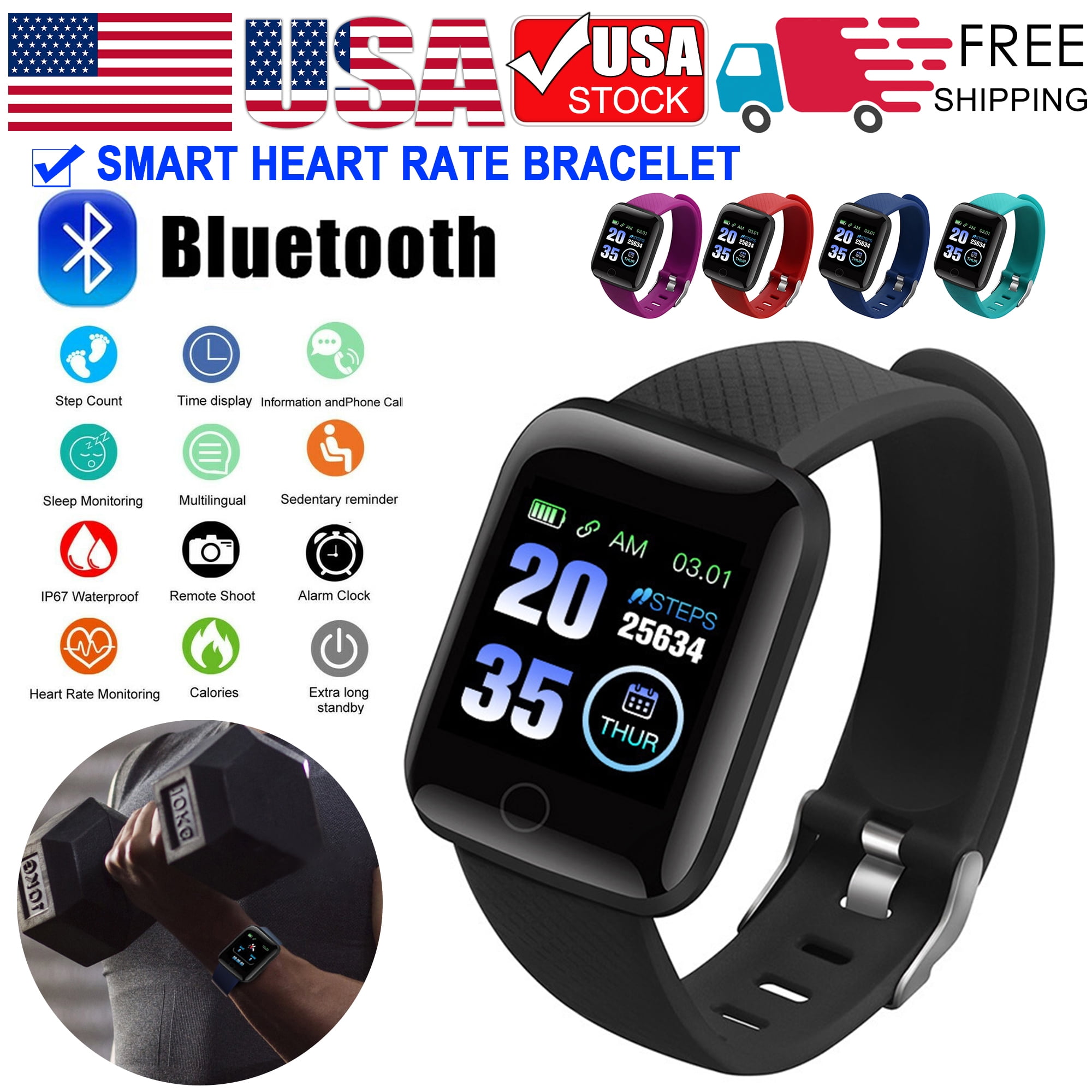 Fitness Smart Watches Activity Tracker Heart Rate Women Men Kids For Android iOS 