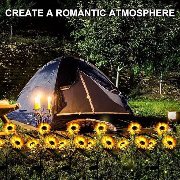 Solar LED Sunflower Garden Lights – 2-Pack, 29.5" Tall With 6 Realistic Bloom Heads, Waterproof Solar Stakes For Yard & Lawn Decor