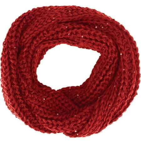 Women'sWinter Warm Sequined Knit Infinity burgundy scarf in Iceland