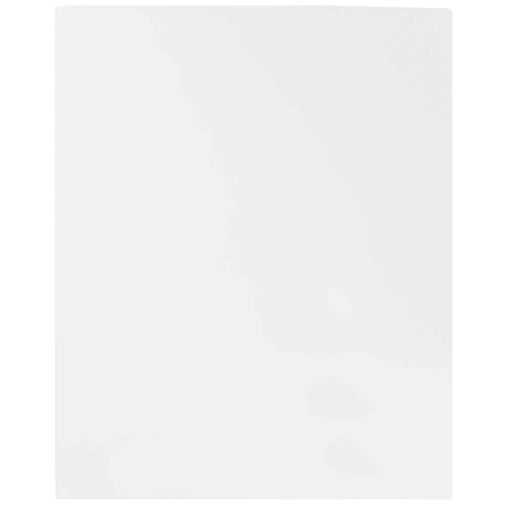 JAM Paper Heavy Duty Plastic Two Pocket Presentation Folders, White, 108/pack