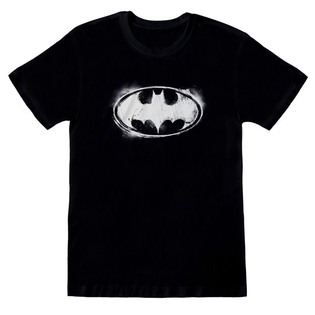 DC Comics - Camiseta Logotipo Batman Envejecido Mono para Hombre (Negro, Blanco)