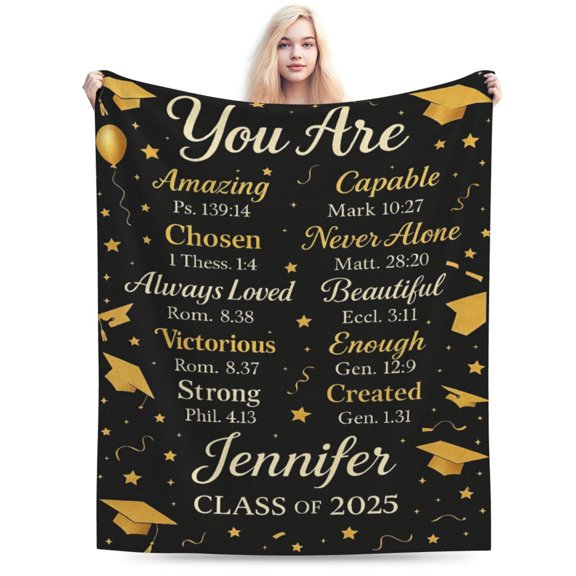 2025 Graduation Gifts for Him Her, Cutom Name Graduation Blankets, Inspirational Christian Graduation Gifts, Class of 2025 Gifts Bulk, Gifts for High School Senior College Student 50x40