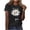 Black, variant on Casual Top for Women Patterned Letter Print Round Neck Short Sleeved Petite Tops for Women,Blue,L
