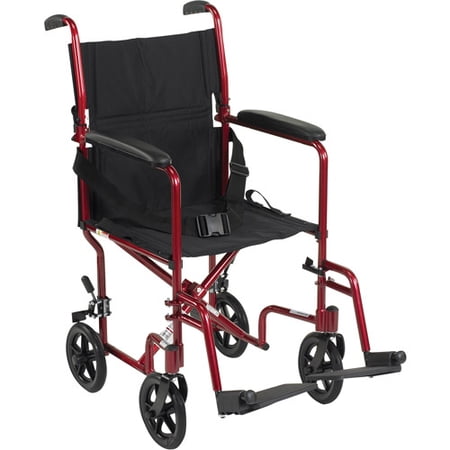 Drive Medical Lightweight Transport Wheelchair, 19" Seat, Red - Walmart.com