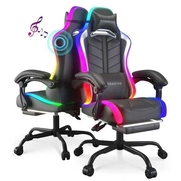 GTRACING GTW500 Lumina Elite LED & Bluetooth Speaker Gaming Chair, Black