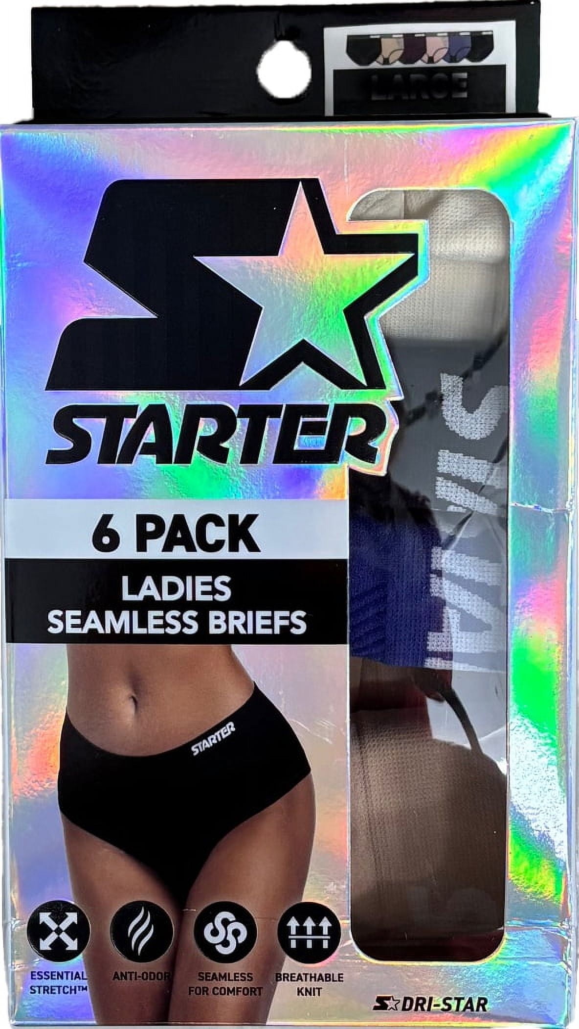Starter Women's Seamless Briefs Underwear, 6-pack