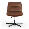 thumbnail image 5 of BizChair Commercial Wide Mid-Back Cognac Padded LeatherSoft Armless Stationary Task Office Chair with Adjustable Height, Swivel Function, and Black Frame, 5 of 12