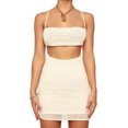 thumbnail image 1 of Conjunto De Ropa 2 piezas Crop Top Mini falda Sexy Y2K Outfit Dress Knit para mujer (Blanco S) Cgtredaw  Para estrenar, 1 of 5
