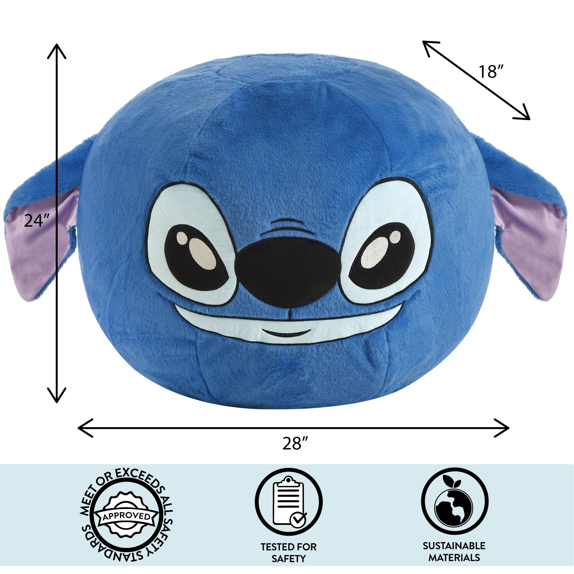 Disney Lilo & Stitch Kids' Figural Compressed Foam Chair, 24" x 24", for Ages 3 and Up
