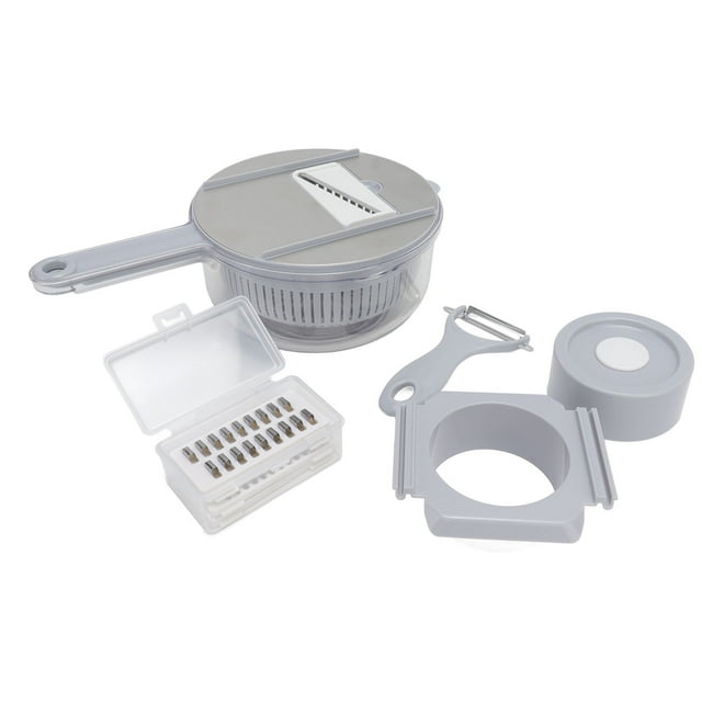 Potato Slicing Machine, Fruit Vegetable Grater Versatile Efficient Cutting Keep Freshing With Drain Basket For Restaurant Grey,Green