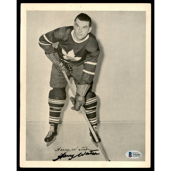 Harry Watson Autographed 1945-54 Quaker Oats 8x10 Photo Toronto Maple Leafs Beckett BAS #Y92492