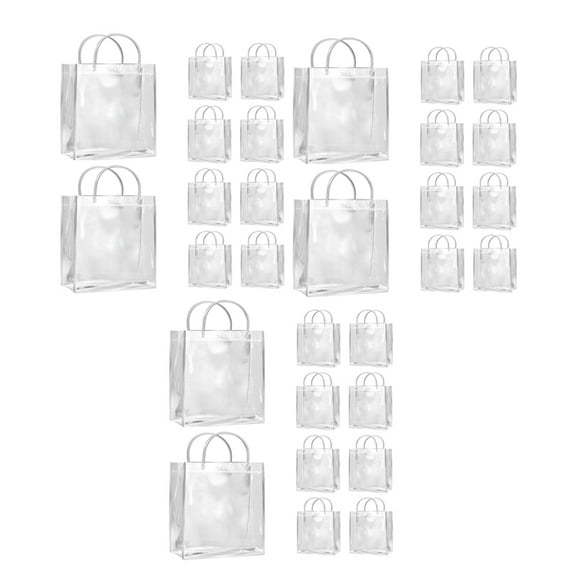 30Pcs Transparent Gift Bags with Handles Waterproof PVC Shopping Bags for Jewelry Candy Perfume Wedding