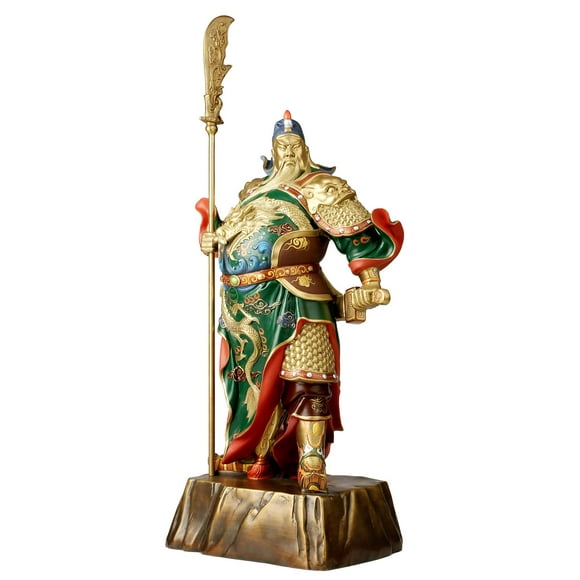Statue de Guan Yu en Cuivre Pur - Dieu de la Richesse et de la Fortune, Décoration Feng Shui, Sculpture Guan Gong, Kwan Kung