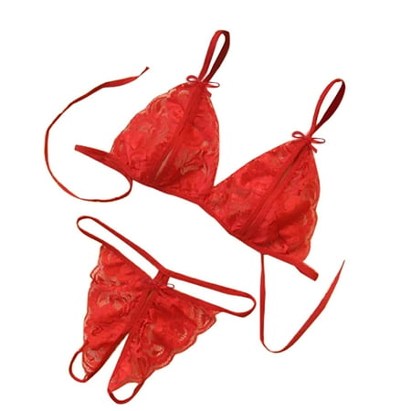 Pavied Bikini Sets Women S Underwear And Bras Swim Suits for Women 2025 Women Taste Three-point Exposed Breasts + Open Underwear RD Seamless Bras Bathing Suit Red One Size
