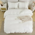 thumbnail image 4 of Ruffle Comforter Set Queen Size,Shabby Chic Boho Bedding Sets, Soft Fluffy Comforter Sets for All Season,Vintage Ruffled 3 Pcs Microfiber Lightweight Quilt Set for Home Decor, 4 of 11
