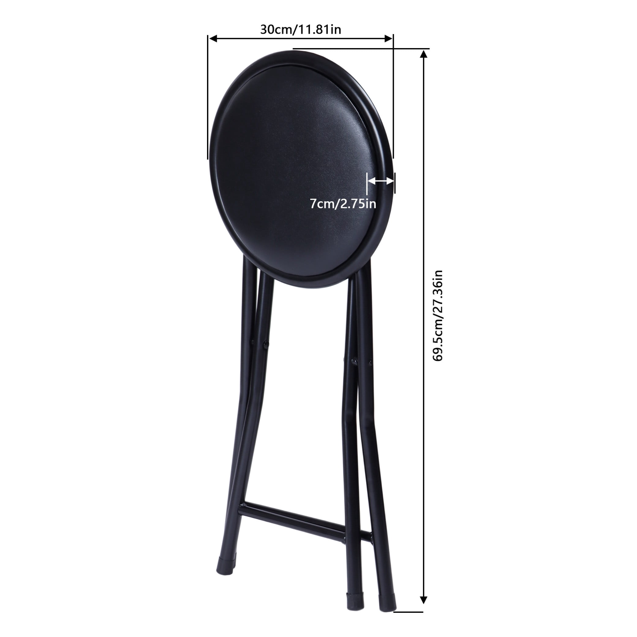 BSHTI Durable Folding Chair with PVC Padded Cushion – Stainless Steel Frame, High-Density Foam, Waterproof & Easy Clean, for Home Office Gatherings, Black (1 Pack)