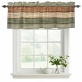 thumbnail image 2 of Farmhouse Sage Green Brown Valances for Windows, Decorative Rod Pocket Window Valance Curtains, Vintage Wooden Striped Short Curtain Drapes for Kitchen/Bathroom/Living Room, 2 Panels, 42" W x 18" L, 2 of 8