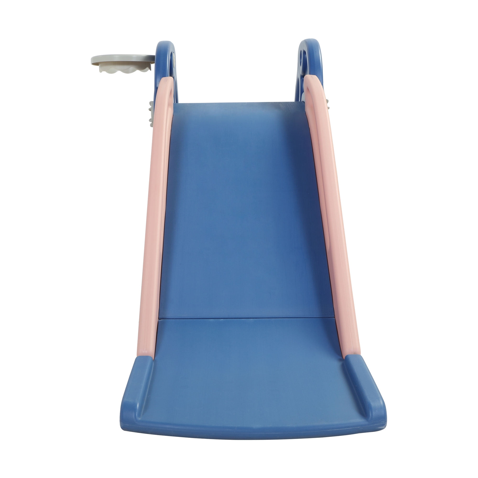 Kepooman Slide for Kids, Easy Set Up Playset for Indoor Outdoor Backyard, Slide with Basketball Hoop and Two Cute Dolphin Handrails, Blue Kepooman Slide for Kids, Easy Set Up Playset for Indoor Outdoor Backyard, Slide with Basketball Hoop and Two Cute Dolphin Handrails, Blue