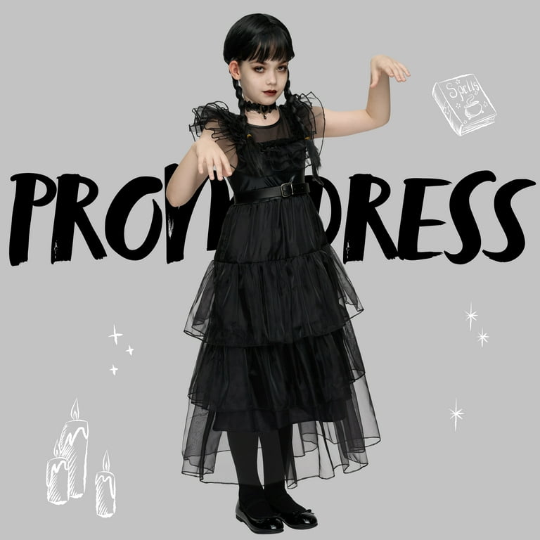 Joyfy Halloween Costume Set for Girls, Dark Vintage Prom Dress for Kids,  Black Gothic Dress Costume for Halloween Cosplay Parties 5-12 Years -  Walmart.com