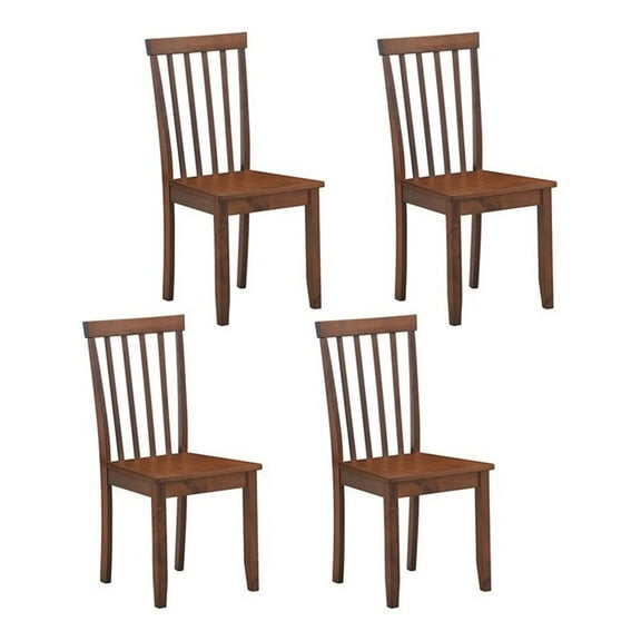 Pemberly Row Contemporary Rubber Wood Dining Chairs in Walnut (Set of 4)