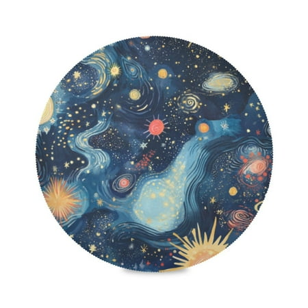 

Round Plate Mat 15.4x15.4 Inchesx1 Placemat Table Mat Kitchen Mat Coffee Mat Fabric Thick Strong Wear-Resistant Heat Resistance Color Universe Cartoon2