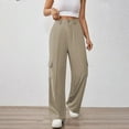 thumbnail image 4 of Bovemsi Casual Pants for Women Womens High Waisted Wide Leg Cargo Baggy Dress Work Trousers With 4 Pockets 2025 Trendy Beach Trousers, 4 of 6