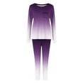 thumbnail image 5 of Cotton Lounge Outfits 2 Piece Sweatsuits Womens Long Sleeve Crewneck Pullover Tops Drawstring Sweat Pants Tracksuit (XL, Purple), 5 of 6