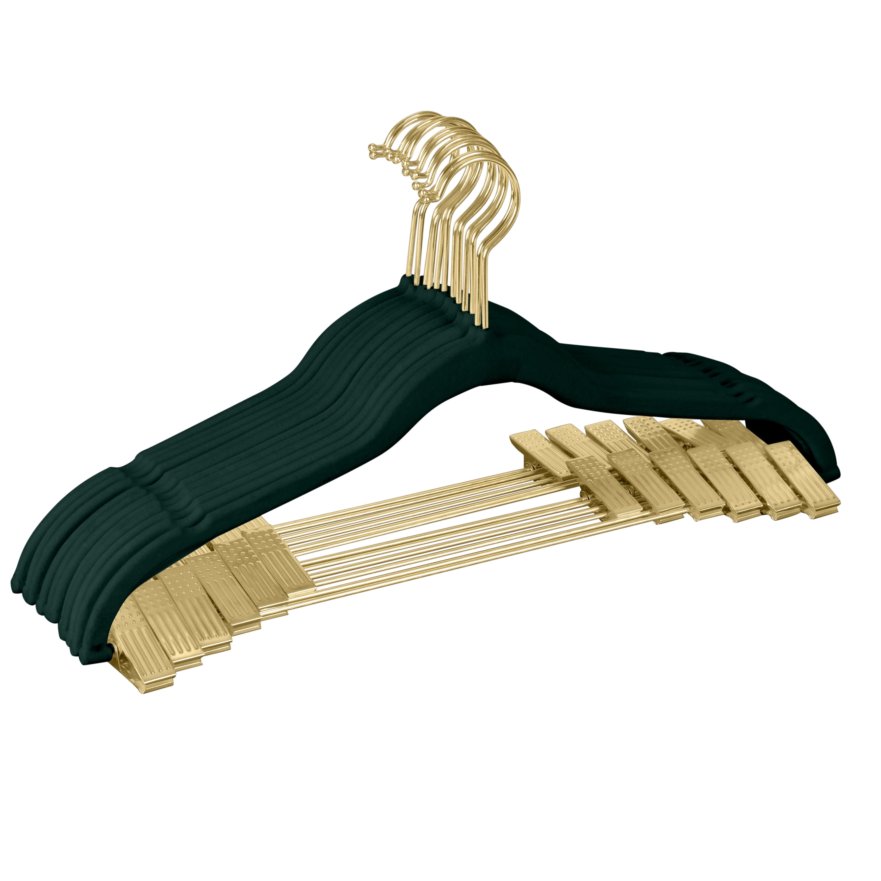 Simplify 6 Pack Velvet Hangers with Clips in Emerald
