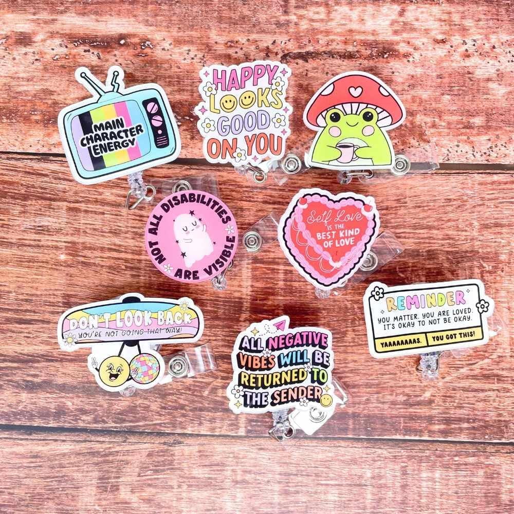 YJ PREMIUMS 8PC Badge Reel Cute | Cute Retractable Badge Holder ID