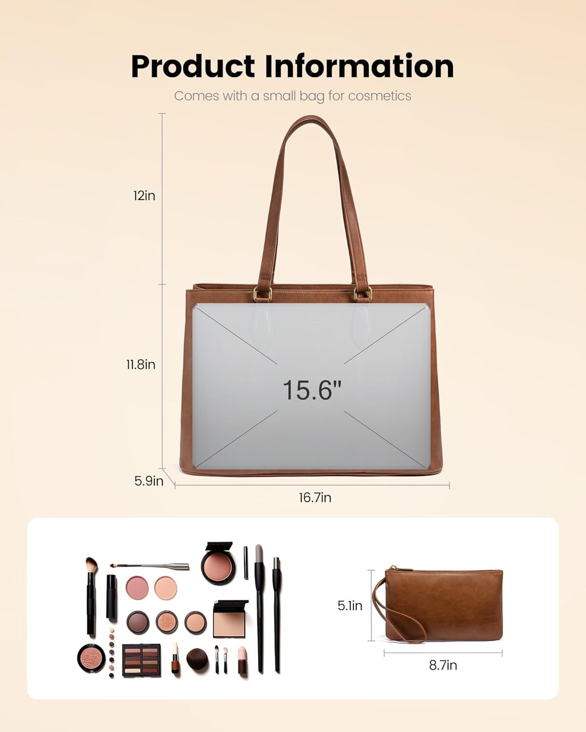 LOVEVOOK Laptop Tote Bag for Women,Work Tote with Wristlet,PU Leather Computer Bag for Teacher,Office, Daily
