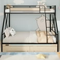 thumbnail image 2 of Twin Over Full Bunk Beds for Kids, Metal Bunk Bed with 2 Drawers and LED Lights, Heavy Duty Bunkbeds No Box Speing Needed, with Ladder and Full-Length Guardrail, Black, 2 of 9