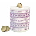thumbnail image 1 of Watercolor Piggy Bank, Triangle Motifs Design Hand Drawn Borders Native, Ceramic Coin Bank Money Box for Cash Saving, 3.6" X 3.2", Violet Lilac White, by Ambesonne, 1 of 4