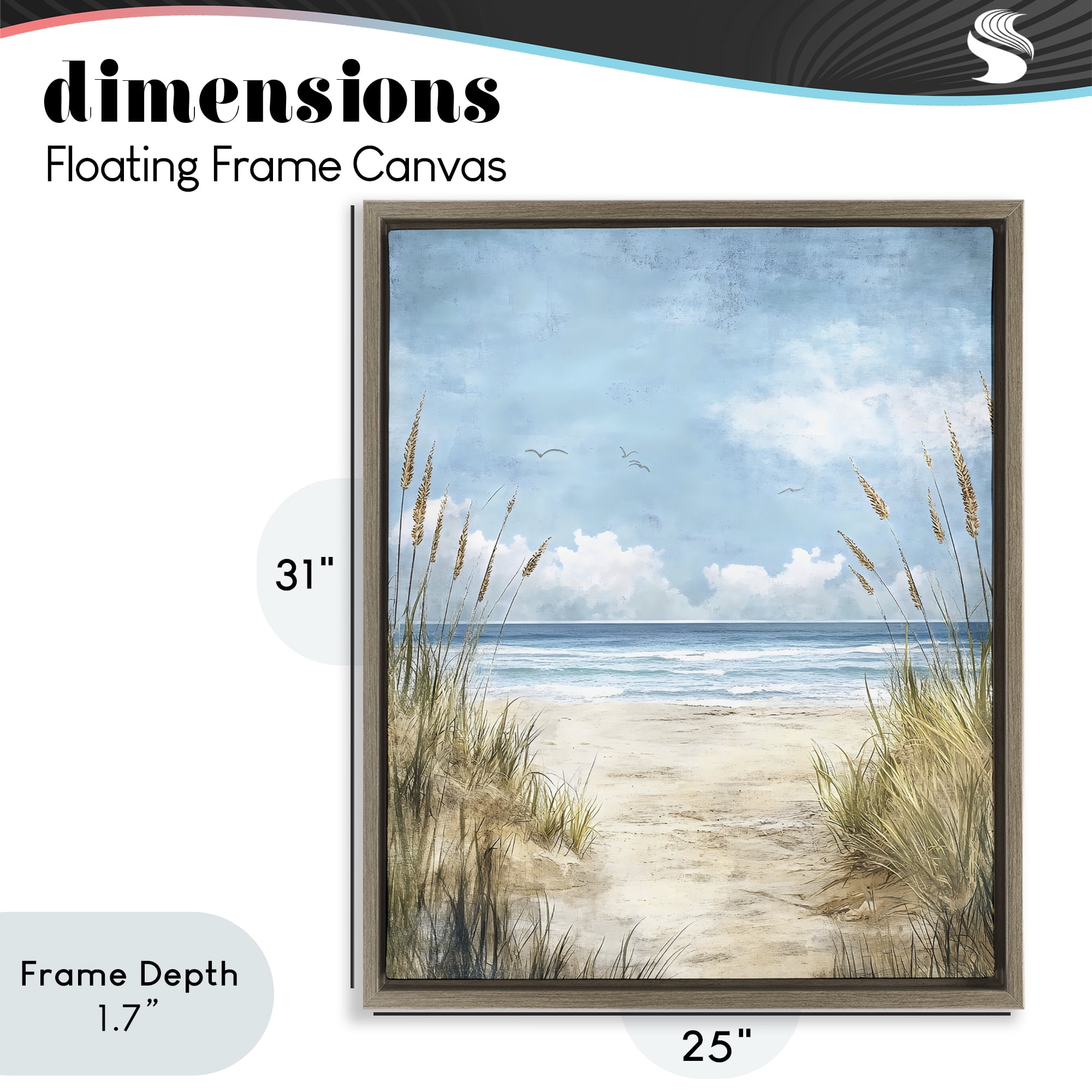 Stupell Industries Free Seagulls over Beach Dunes Brown Framed Floater Canvas Wall Art, design by Creative Studio