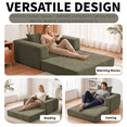 thumbnail image 3 of TACTOW Boneless Sleeper Sofa,Corduroy Multifunctional Single Sofa Chair With 1pc Pillow for Living Room Bedroom Office,Green, 3 of 8