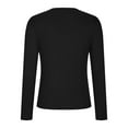 thumbnail image 4 of Fanxing Womens Tops V Neck Long Sleeve Shirts for Women Slim Fit Y2K Tops Solid Color Undershirt Black(Women's), 4 of 6