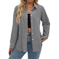 thumbnail image 2 of Fantaslook Plaid Button Down Shirts for Women Dressy Casual Long Sleeve Shirts Collared Work Blouses Tops, 2 of 10