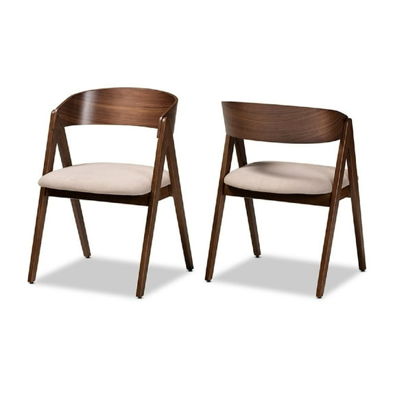 Baxton Studio Danton Beige and Brown Finished Wood Dining Chair (Set of 2)