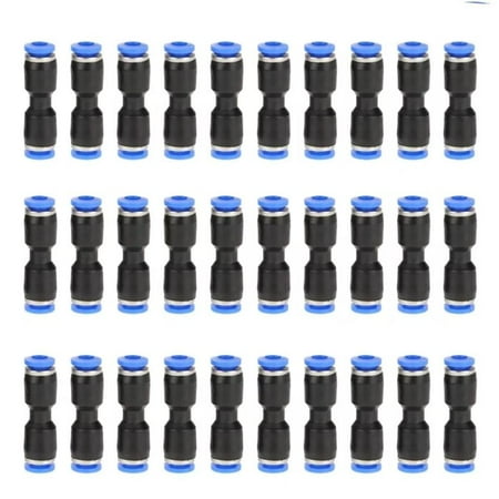 

Straight Pneumatic Push to Quick Connect Fittings Quick Release Connectors Air Line Fittings(30pcs blue-black)
