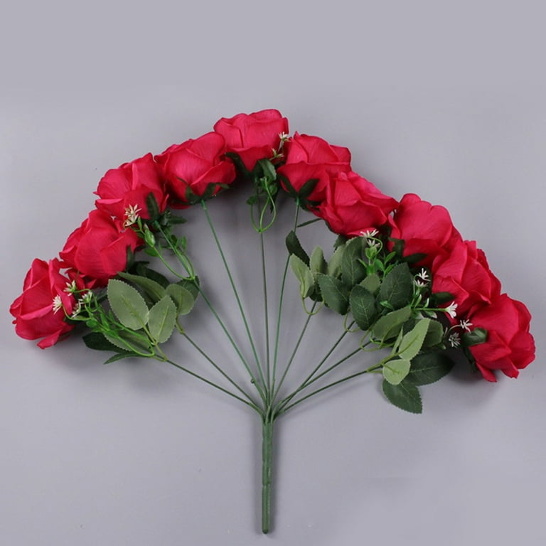 Grandest Birch Wedding Artificial Rose Bouquet Ribbon Bowknot Green Leaves  Realistic Reusable Elegant Multicolor Bridal Fake Flower Party Supplies 