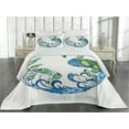 thumbnail image 2 of Ambesonne Summer Quilted Coverlet 3 Pcs, Colorful Peacock Tropic, Queen Size, Blue Green Pink, 2 of 4