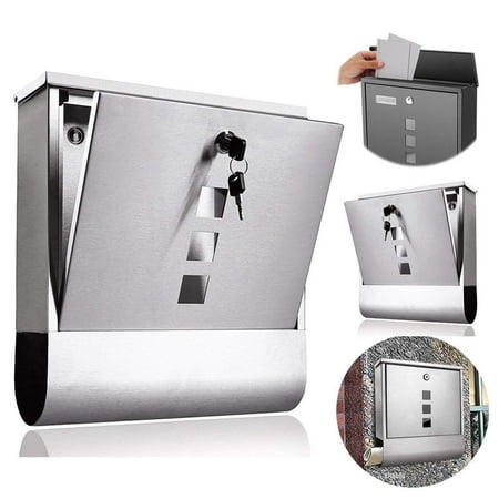 - Zimtown Stainless Steel Wall Mounted Lockable Letter Mailbox Drop Box, Inter - Office Mailbox, with Retrieval Door 2 Spare Keys, Newspaper Compartment, Modern Rust Proof Steel