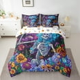 thumbnail image 2 of Erosebridal Gothic Farmhouse Style Bedding Sets Twin Size,Abstract Hippie Skeleton Comforter Sets with Sheets,Boho Flower Floral Bed in a Bag Twin Size,Bedroom Decorative Reversible,7-Piece, 2 of 7