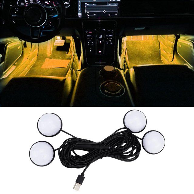 Car LED Interior Strip Lights, USB Neon Wire Automobile Ambient Lighting Kit, Multicolor RGB Footwell Decoration for Vehicles, Easy Install