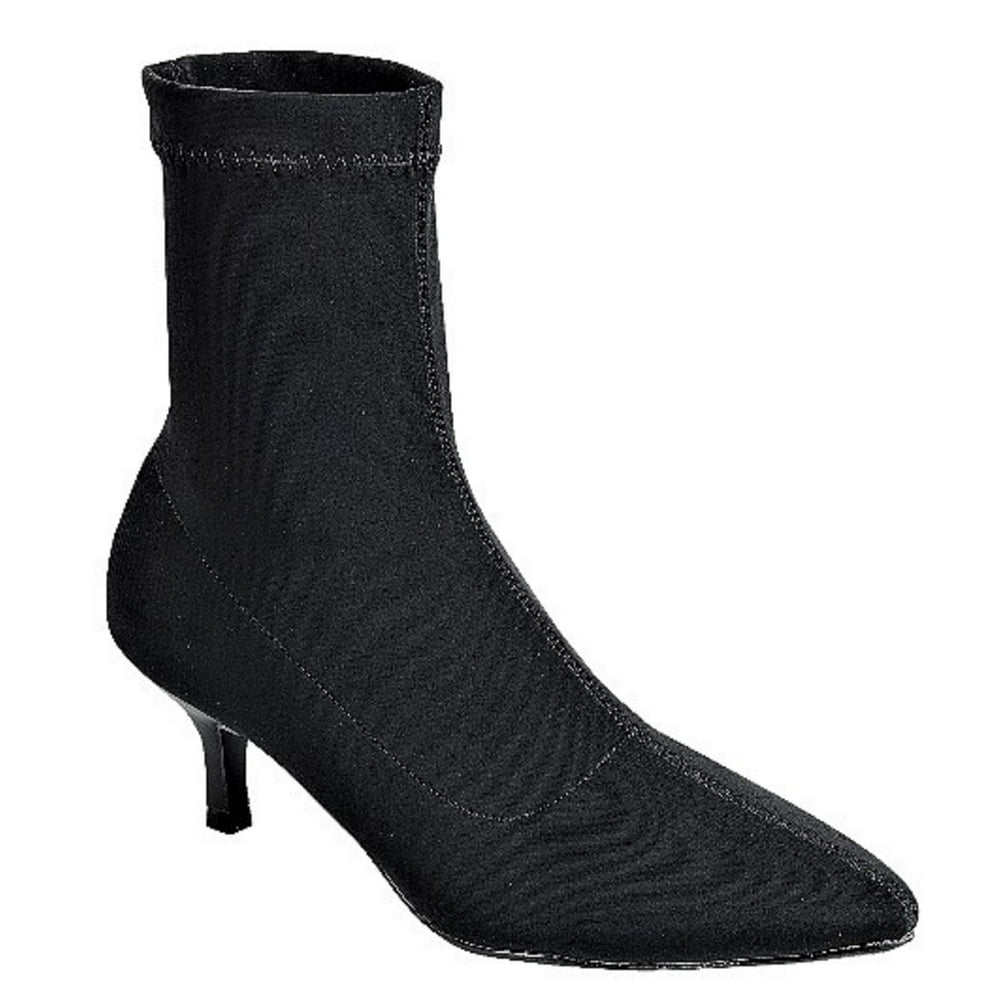 Forever Link - Elastic-12 Women Ankle High Elastic Stretch Sock Pointed Toe Kitten Low Heel