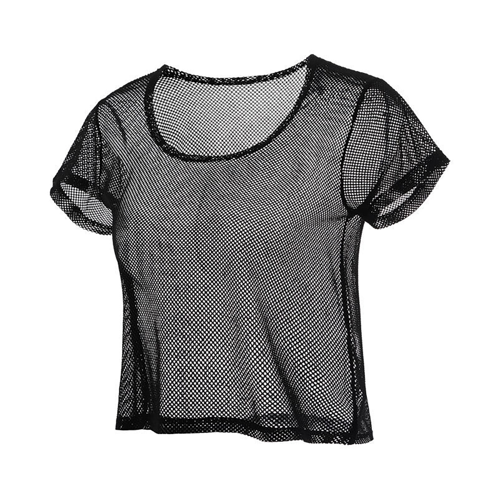 ☆FREEDOM☆ Women's Mesh Crop T-Shirt Black FD24SWTS0130BK 7ac90a97-1714-4ba2-b624-